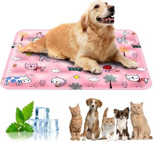 90*60cm Dog Cooling Mat, 2026 New Summer Pet Mats, Portable Pet Cooling Pad for Travel, Washable Gel Coolings Mat for Dogs and Cats Indoor Outdoo (Color: pink)