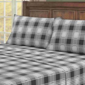Kathy Ireland 100% Turkish Cotton Flannel Sheet Set (Color: Eden Plaid, size: KING)