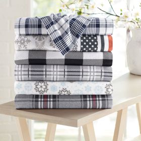 Kathy Ireland 100% Turkish Cotton Flannel Sheet Set (Color: Gray Blue Frost, size: CAL KING)